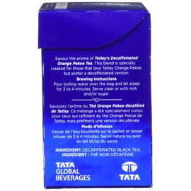 Tetley Orange Pekoe Decaffeinated Black Tea - 48 Tea Bags, 96 Grams