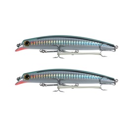 FISHZONE - 2 x KONICHI OTARU Floating Diver Hard Lures - 12cm / 17g - Depth 90cm Specialist Bass - Two Marine Treble Hooks (3 Colours) For Bass & Predatory Fishing (Lunar Flash)