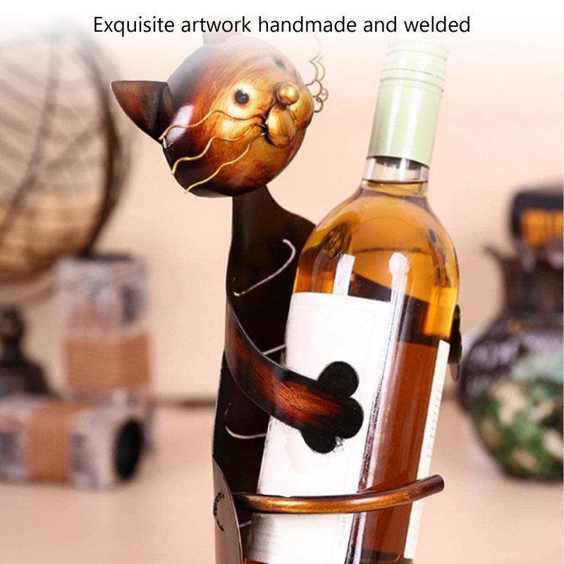 Cat Shaped Wine Rack Metal Sculpture Shelf Practical Sculpture Home