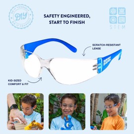 Handy Famm Kids' Blue Safety Glasses, Lightweight Scratch Resistant Protective Eyewear for Children at School, STEM, Outdoor Play, Workshops and in Chemistry Labs, Goggles for Kids