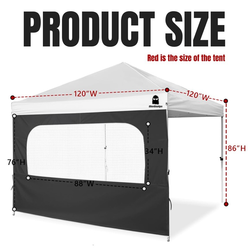 MordenApe Sunshade Sidewall with Mesh Window for 10x10 Pop Up