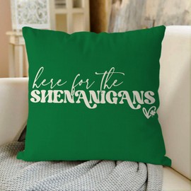GAGEC St Patricks Day Pillow Covers 18x18 Inch Here for The Shenanigans Throw Pillows Green Home Sofa Decor Pillowcase Happy St. Patrick's Day Pillows Decoration Cushion Cases