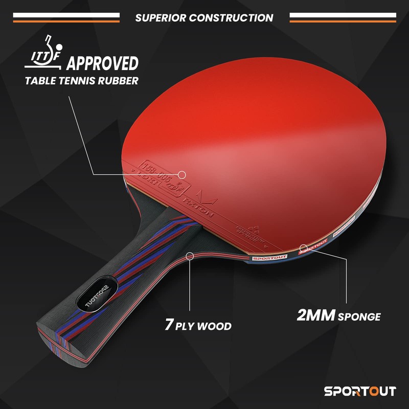 Table Tennis Racket, Professional Table Tennis Bat, Racket with Bag
