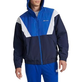 Champion Men's Color Block Lined Windbreaker with Hood, Royal Blue Combo