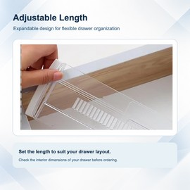Adjustable Clear Plastic Drawer Dividers, Expandable Organizers for Clothing and Kitchen Utensils, 6/8/10/12-Piece Sets