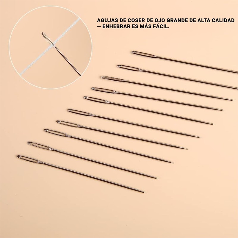 Set de 23 Agujas de Coser de Ojo Grande y