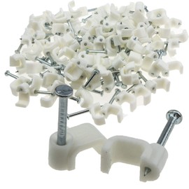 FLAT White 7mm Cable Clips for 1mm2 Twin & Earth Cables [100 Pack] [7mm (1mm2 T&E)]