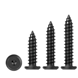 Qrity Pack of 20 Self Tapping Screws M6 x 45 mm Flat Head Wood Screws Flat Head Hex Socket Screws Black