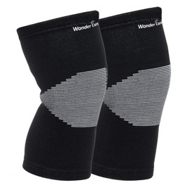 Wonder Care Black Bamboo Knee Sleeves for Men/Women, Knee Support for Running, Gym, Badminton, Sports, Compression Knee Sleeves | Perfect Knee Brace for Knee Pain and Enhanced Comfort -1 Pair(Medium)