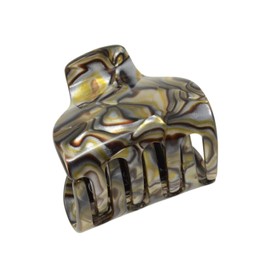 French Amie Big Fat Onyx Silver Grey Handmade Celluloid Acetate Sturdy Jaw Hair Claw Clip with Covered Spring