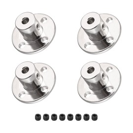 DMiotech 4 Pack 3 mm Inner Diameter H12 x D10 Flange Coupling Connection Rigid Guide Shaft Support Coupler Shaft Coupling with Screws for DIY RC Model Engines Silver