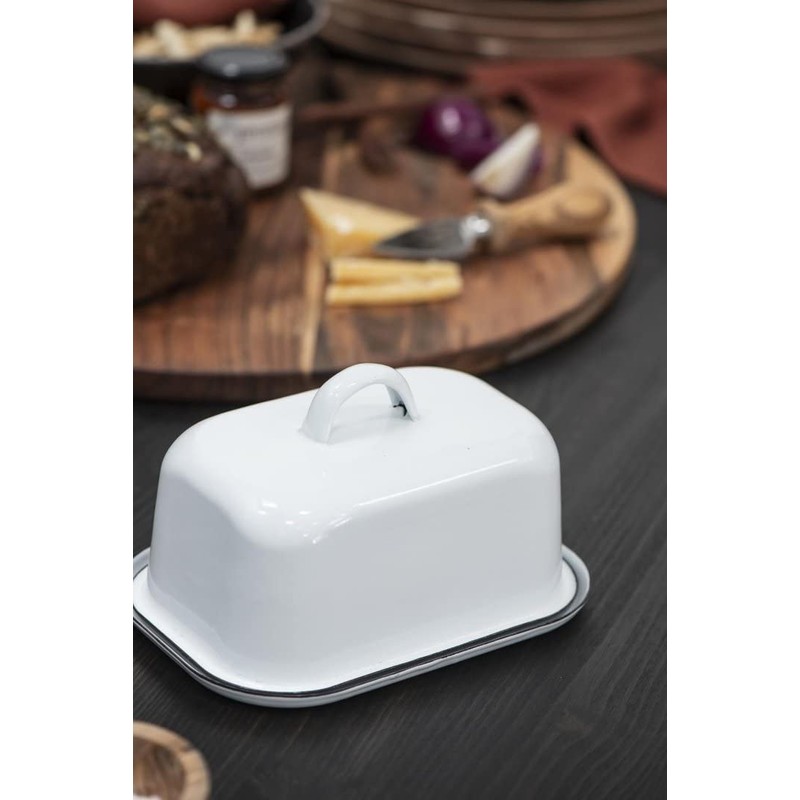 IB Laursen 0411-11 Butter Box Enamel White 13.2 x 10
