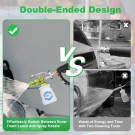 DUSICHIN Foam Cannon Pressure Washer Gun Kit 4000 PSI Double Tip Attachment, Dual-Connector Accessory Soap Cannon,Car Wash Foam Gun Snow Foam Lance 1/4 Inch Quick Connector,7 Sprayer Nozzles DUS2904