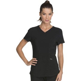 Infinity Cherokee V-Neck Women's Nurse Scrub Top, 4-Way Stretch, Superior Performance and Comfort Plus Size CK623A, 2XL, Black