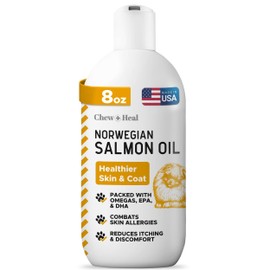 Salmon Oil for Dogs - Premium Fish Oil for Skin and Coat Health - Omega 3 Supplement - Supports Itchy Skin - 8 oz Liquid - Norwegian Dog Salmon Oil - Essential Dog Supplement