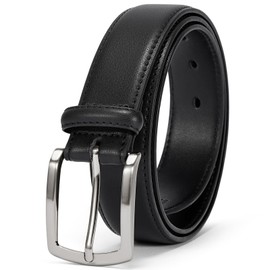 BOSTANTEN Belts Men Leather Casual Belts for Men 1 3/8" for Work Business Casual Golf Dress Pants Black