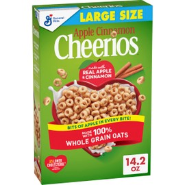 Apple Cinnamon Cheerios, Heart Healthy Gluten Free Breakfast Cereal, Made with Whole Grain Oats, Large Size, 14.2 oz