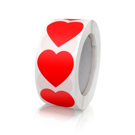 Aixoom Calcomanía en forma de corazón rojo, etiquetas de amor de 1 pulgada, 500 etiquetas por rollo
