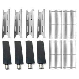 Shengyongh SSBG179A (4-Pack) 304 Stainless Steel Cooking Grid Grates and Heat Plates and Cast Iron Burner Replacement Parts Kit for Master Forge BG179A, BG179AO Grill Parts