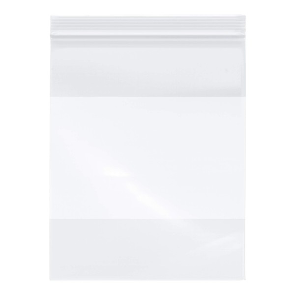 Plymor Heavy Duty Plastic Reclosable Zipper Bags With White Block, 4 Mil, 8" x 10" (Pack of 100)