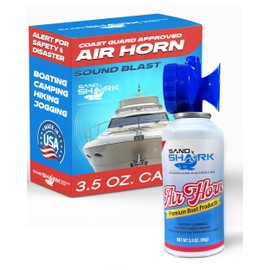SandShark Premium Air Horn Handheld Canister-Very Loud Airhorn, Coast Guard Approved Boat Horn, Boat Horn Marine, Air Horns For Safety, Camping Air Horns, Air Horn for Dogs, Bear Horn (3.5 oz.)