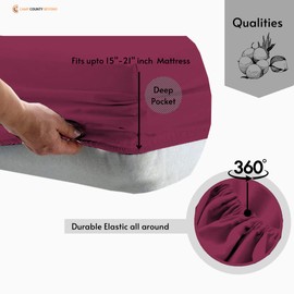 400 Thread Count Single Bottom Fitted Sheet 100% Egyptian Cotton Sheet Queen Fitted Cover Long Staple Cotton Fits Mattress Upto 15" Deep Pocket Soft Sateen Cotton Fitted Sheet Hot Pink