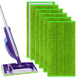 Vicloon Mop Pads for Flash Powermop, 6 PCS Microfiber Mop Cloth, Reusable Microfiber Mop Pads, Microfiber Replacement Mop Pads Cleaing Pads Suitable for Most Wet and Dry Mops - Green