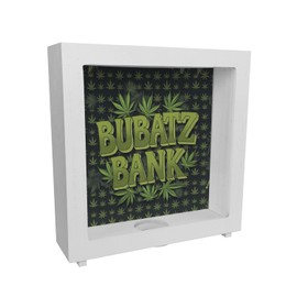 Bubatz Bank Rahmen Spardose aus Holz für Kiffer Lustige Sparbüchse mit Spruch für Bubatz-Fans um für Dein Gras zu sparen