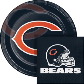 Trendware Chicago Bears Paper Plate and Napkin Party Kit, Serves 16