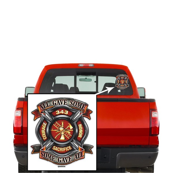 ollectible Firefighter Decals (4in), Share Your Support with Our Fire Honor Courage Sacrifice 343 Badge Stickers for Your Home, Car, Cases and More, Souvenir Gifts for Firefighter