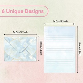 60+60 Watercolor Stationery Writing Paper with Envelopes - 60 Lined Letter Writing Paper 60 Envelopes - Colorful Pretty Decorative Scrapbook-Printer Friendly for Invitations