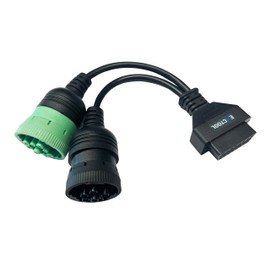 Exctool 6 Pin J1708 9 Pin J1939 to 16 Pin OBD2 OBD II Adapter Cable Plug Converter for Commercial Vehicles and Heavy Duty Trucks