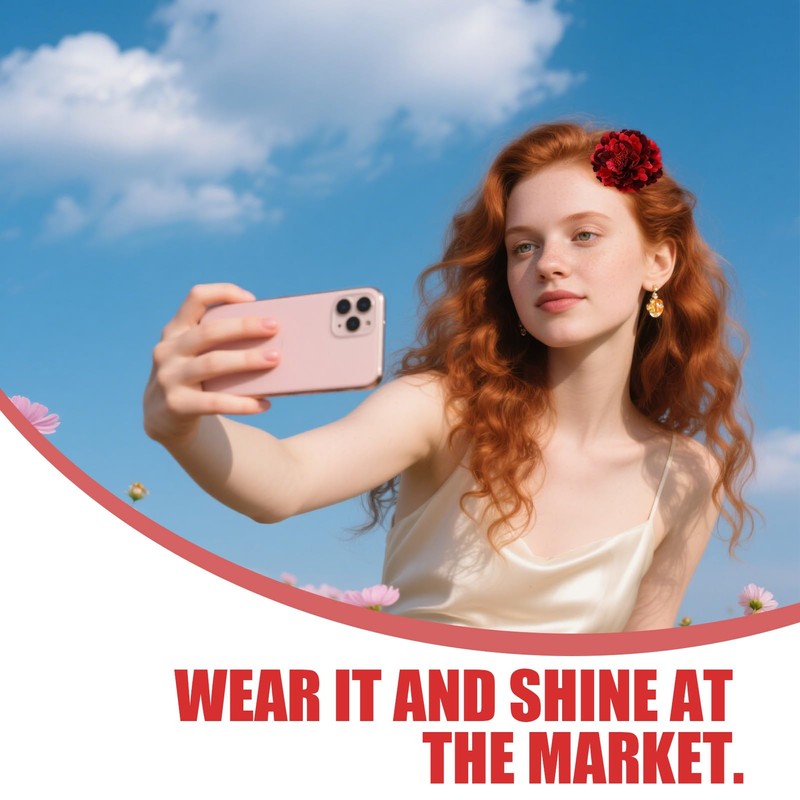 Blumen haarschmuck – 2 Stück in Rot (11 cm) –