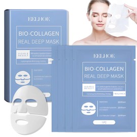 Pack of 4 Organic Collagen Real Deep Mask, Collagen Mask Overnight, Collagen Mask Face Overnight, Deep Collagen Mask, Moisturising Mask with Hydrolysed Collagen