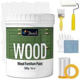 DWIL Matte Finish Furniture Paint - 16 Oz Wood Paint for Cabinets, Doors, Tables, and Dressers Refinishing - Water-Based, Non-Toxic & Odorless, Easy to Apply(White)-With Tools