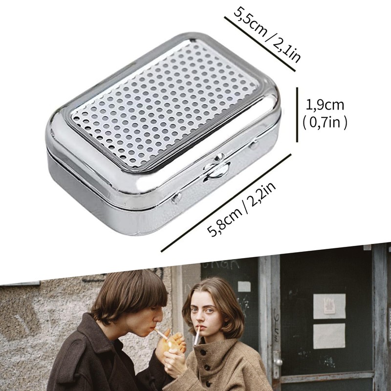 Mini Mobile Ashtray for Outdoors, Lid Pocket Ashtray, Stainless Steel