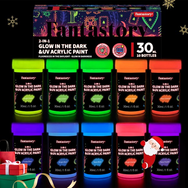 Fantastory Halloween Luminous Colours, Noctilucent Colour, 10 x 30 ml,