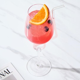 Straw Wine Glass, Spiral Vampire Wine Glass | 16oz | Stemmed Wine Glasses With A Built-In Straw, Creative Cocktail Glassware - Champagne, Gin & Tonic, Juice, Water - Ideal Birthday Cup, Gift, Wedding