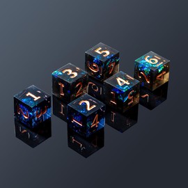 Yourandoll 6 Pieces Polyhedral Dice D6 Dice 16 mm Resin Dice Game Dice for DND RPG Board Game Card Game (Black Green)