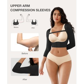 Lover-Beauty Arm Compression Sleeve for Women Arm Shapers Lipo Post Surgery Garments Posture Corrector Black XX-Large