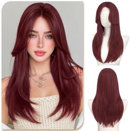 Sofeiyan Wigs for Women,22 Inch Long Straight Wig with Curtain Bangs