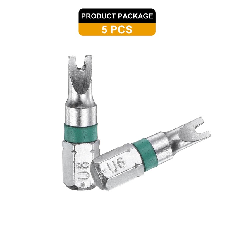 sourcing map 5pcs U Type Screwdriver Bit U6 1/4" Hex