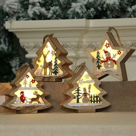 Christmas Light Xmas Ornaments Hanging Decoration Snowman Tree Shape Hanging Light for Christmas Birthday Party Art Decorations(Snowman)