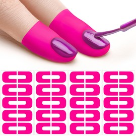 VARMDUKKE 40pcs Nail Polish Protector for Fingers, U Shape Latex Nail Polish Barrier, Peel Off Skin Cuticle Protector, Pink Nail Guard Tape for Nail Stickers, Painting, Manicure (4 Sheets)