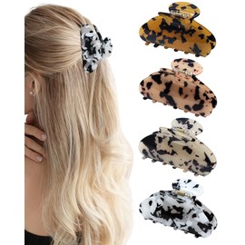 4 pack Cute Medium Claw Clips for Thin Fine Hair, Non-Slip