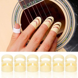MAGT Guitar Fingertips Guitar Finger Guards 6 Pieces Guitar Picks DIY Guitar Picks Finger Picks Accessories for Classical Guitar Musical Instruments (L)