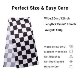 Black and White Table Runner, Checkered Pattern Table Runners, 30 x 275 cm Rectangular Modern Table Runner for Home Kitchen Coffee Dinning Room Farmhouse Party Gathering Decor