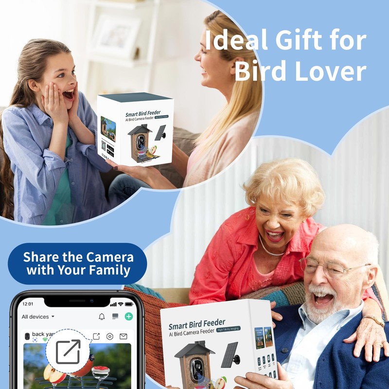 Bird Feeder with Camera 2K HD Video AI Identify Species