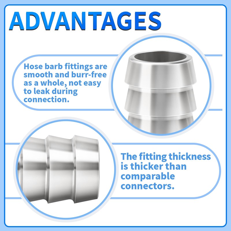 ChillWaves 304 Stainless Steel Hose Barb Fittings, Splicer Mender Union