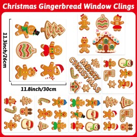 Christmas Gingerbread Window Clings Merry Christmas Window Stickers Gingerbread Man Window Decals Removable Xmas Ginger Bread Man Window Decorations for Winter Christmas Home Kitchen Office Decor